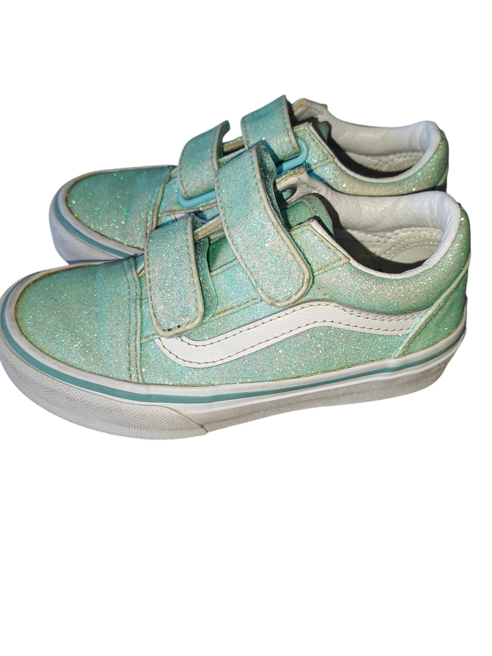 Vans Old Skool V Sneakers in a Mint Green Glitter Colorway Size 11c